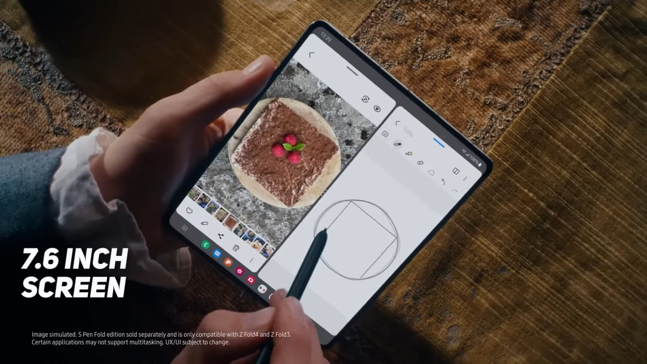With both hands, Samsung Galaxy Z Fold 4 unfolds to 7.6-inch screen